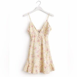 NWT MAAJI Dress Amarillo Mini Sz Large‎ Lemons Ruffle Floral Buttons Beach Ditzy